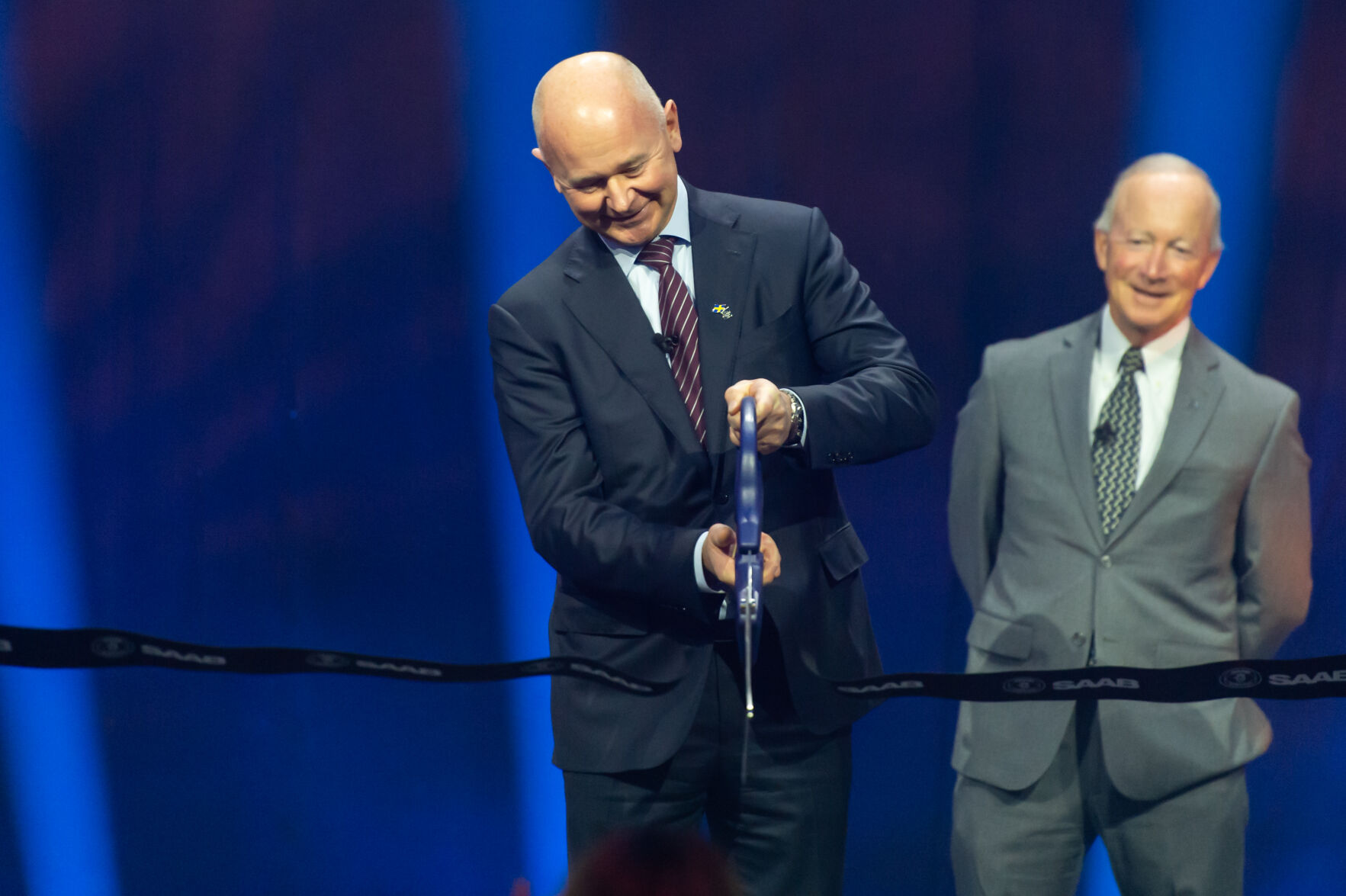 10/13/21 Saab Grand Opening, Michael Johansson cuts the ribbon